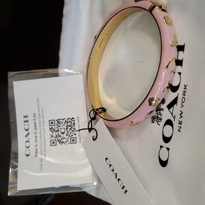 Pink Coach Daisy Enamel Bangle Bracelet New with Tag